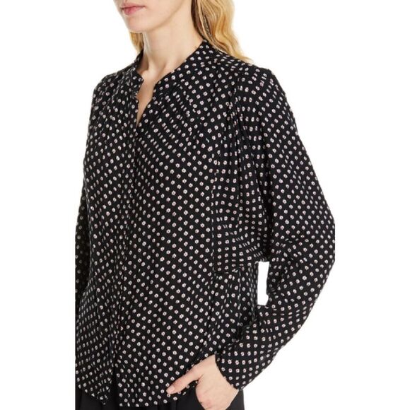 Joie Tangia Button Blouse Dolman Sleeve‎ Ikat Dot Pattern Size Small - Picture 3 of 10